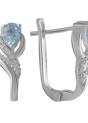 Серебряные серьги с натуральным голубым топазом 1.68ct