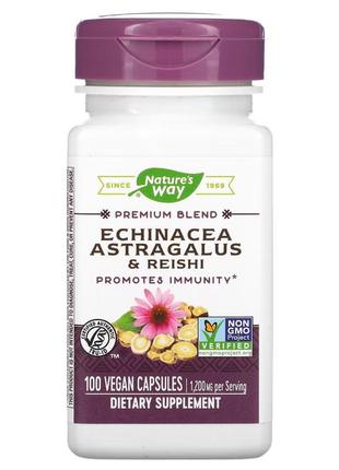 Натуральная добавка nature's way echinacea astragalus and reishi, 100 вегакапсул