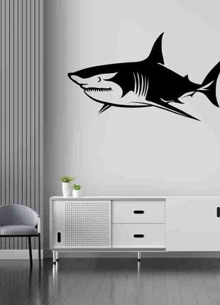 Наклейка на стіну (скло, меблі, дзеркало, метал) "акула (можливий будь-який колір плівки)"