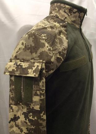 Кофта теплая военная, мужская рубашка пиксель на флисе. убакс на флисе пиксельный2 фото
