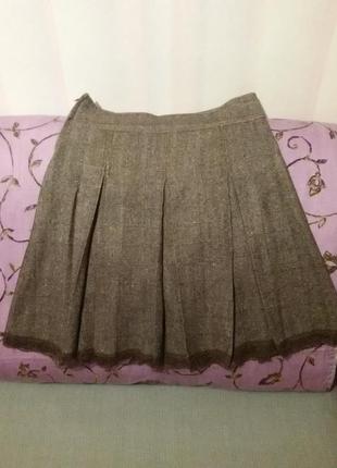 Теплая шерстяная юбка с кружевом (пот-39 см)