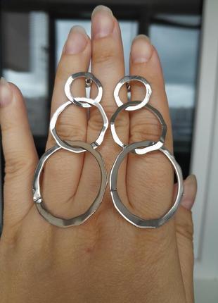 Серьги кольца тройные2 фото