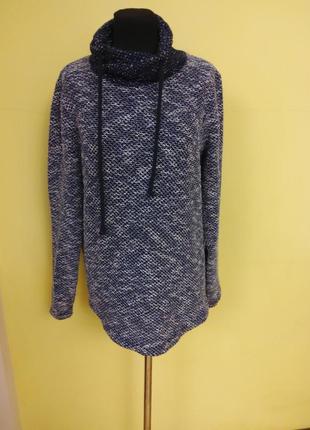 Синий  свитер кофта с высоким воротом jack&jones раз.m-l