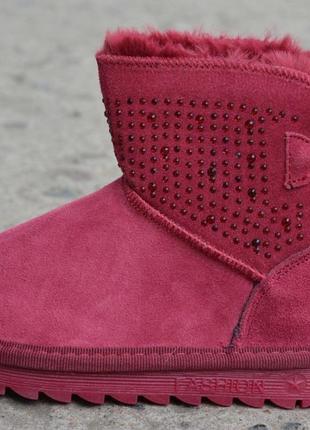 Модные детские зимние угги ugg замшевые бордовые р28-32