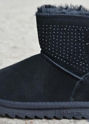 Модные детские зимние угги ugg замшевые черные р29-31