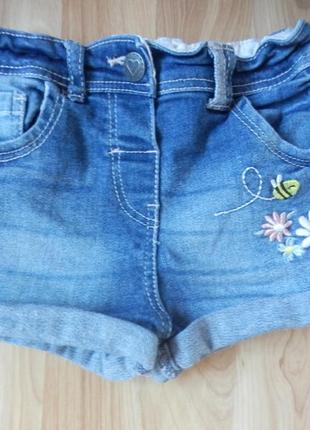 Фирменные джинсовые шорты denin co малышке 1,5-2 года состояние отличное