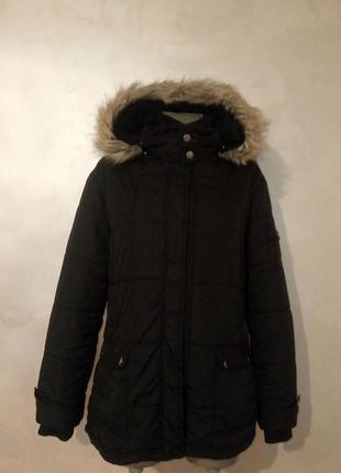 Легенька тепла чорна куртка trend one, зима/демісезон