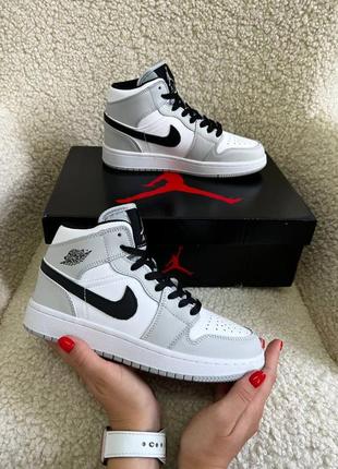 🔥женские кроссовки nike air jordan 1 high gray black