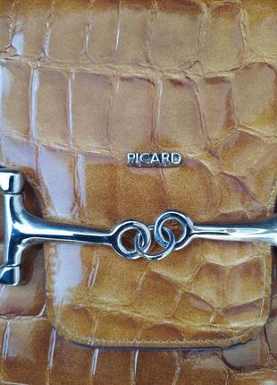 Picard кожаная лаковая сумка оригинал лакированная сумочка с тиснением под рептилию крокодил10 фото