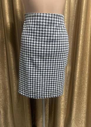 Юбка гусиная лапка в клетку new look осень/весна размер 14