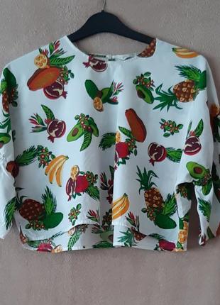 Укороченный топ в фруктовый принт zara, размер s