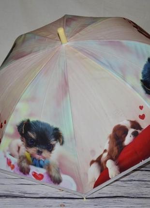 Зонт зонт детский с яркими героями матовый яркий и веселый живые собачка щенок беж2 фото