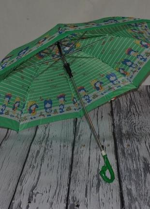 Зонтик зонт трость детский со свистком разные зелёный с девочками5 фото