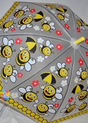 Зонтик для девочки или мальчика с  любимыми яркими пчелками матовый полу прозрачный4 фото