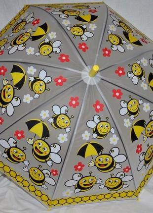 Зонтик для девочки или мальчика с  любимыми яркими пчелками матовый полу прозрачный3 фото