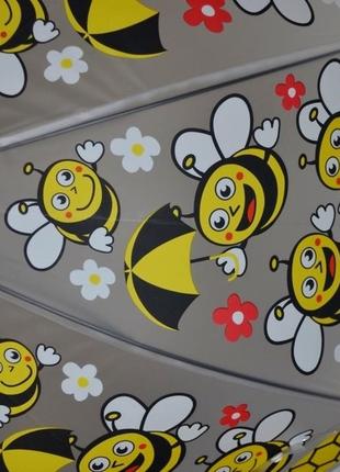 Зонтик для девочки или мальчика с  любимыми яркими пчелками матовый полу прозрачный5 фото