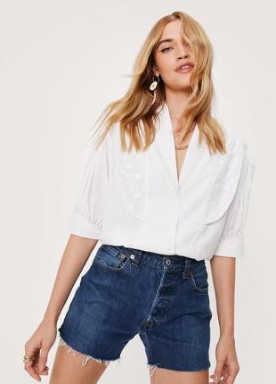 🛍брендова вінтажна ретро-блуза nasty gal  з припіднятими плечиками на гудзиках!