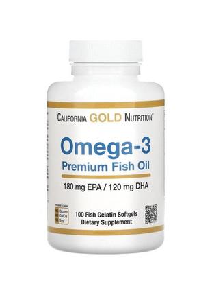 Омега 3 california gold nutrition original  риб'ячий жир преміальної якості, 100 капсул з риб'ячого желатину, омега32 фото