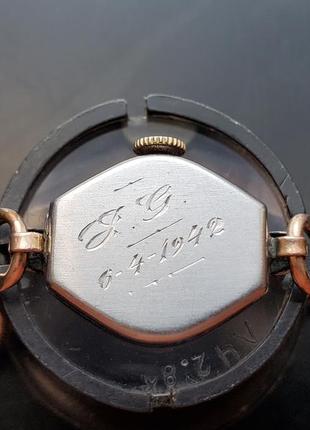 Позолочений механічний швейцарський жіночій годинник8 фото