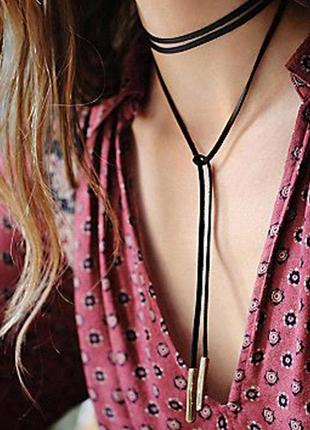 Женское ожерелье кожаный шнурок в стиле панк1 фото
