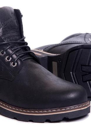 Ботинки кожаные зимние wrangler aviator black4 фото