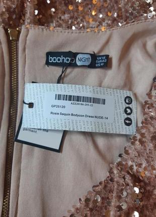 Нарядное платье мини в пайетки на бархате с рукавами boohoo10 фото