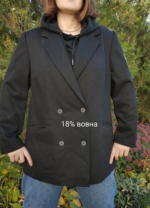 Стильный универсальный чёрный двубортный пиджак vesna2 фото