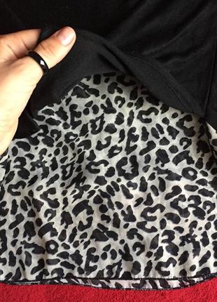 Кофта, светр чорна з леопардовим принтом2 фото