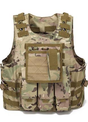 Жилет тактический aokali outdoor а56 camouflage cp спортивный износостойкий для тренировок