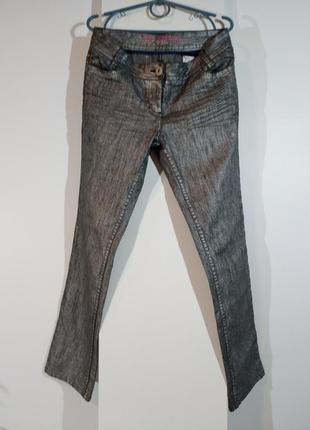 Джинсы стрейч серый металик