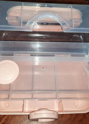 Портативный складной бокс для хранения лекарств аптечка 28х19,4х16 см розовый2 фото