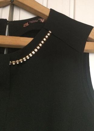 Черная, нарядная, шифоновая блузка без рукавов2 фото