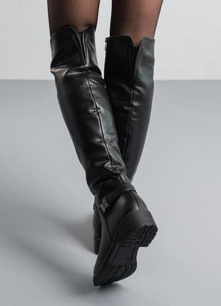 Стильні чоботи жіночі чорні зимові (зима 2022-2023) на зиму,для жінок,вище коліна,по коліно6 фото