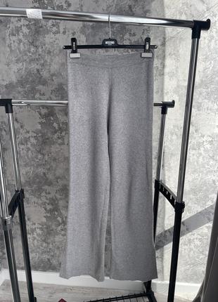 Вязані трикотажні сірі штани палаццо в стилі zara1 фото