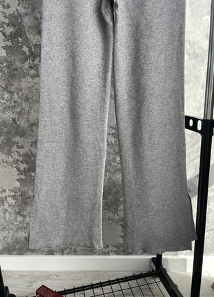 Вязані трикотажні сірі штани палаццо в стилі zara5 фото