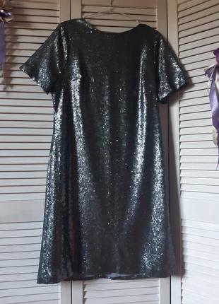 Нарядное, вечернее серое платье миди в пайетки tu2 фото