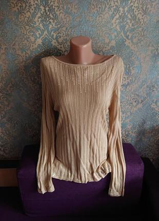 Красивая женская кофта в рубчик с пайетками джемпер пуловер размер м/l свитер