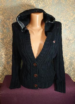 Вязаная женская кофта свитер с капюшоном р.s/m джемпер кардиган