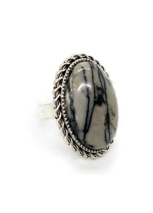 💍🕸 овальное кольцо в винтажном стиле натуральный камень серый кварц