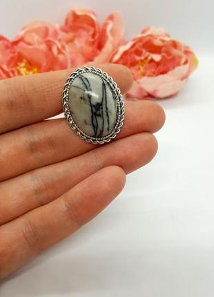 💍🕸 овальное кольцо в винтажном стиле натуральный камень серый кварц7 фото