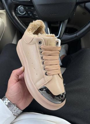 Жіночі кросівки  mcqueen beige metal fur женские кроссовки зимние александр маквин