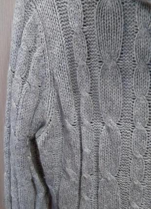 Теплый свитер вязка серый с красивым узором4 фото