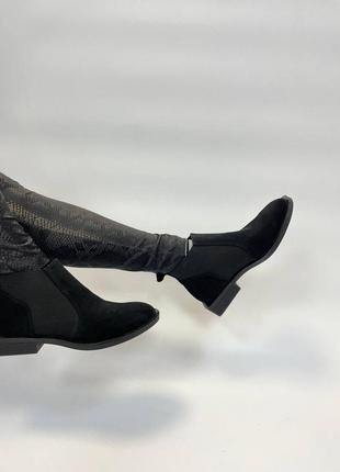 Шикарные стильные ботинки с квадратным каблуком чёрные цвет на выбор6 фото