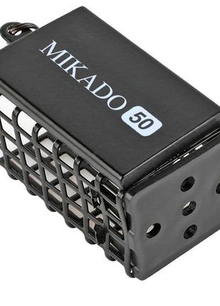 Кормушка mikado фидерная квадратная с дном (25х30х44мм) 50гр. 1шт черная (pack 10)