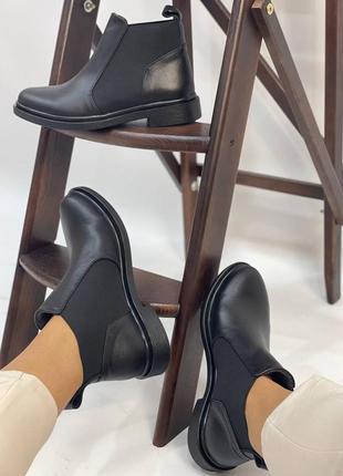 Ботинки черные кожаные пошьем на широкую ногу10 фото