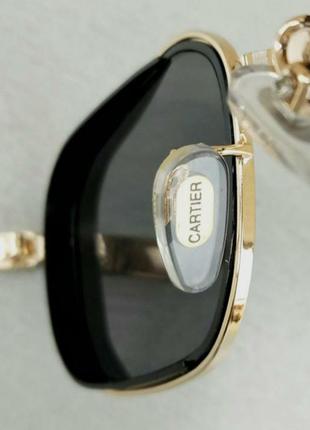 Cartier модные солнцезащитные очки унисекс узкие прямоугольные черные в золоте8 фото
