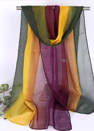 Женский шарф шифоновый разноцветный - размер приблизительно 150*48см1 фото