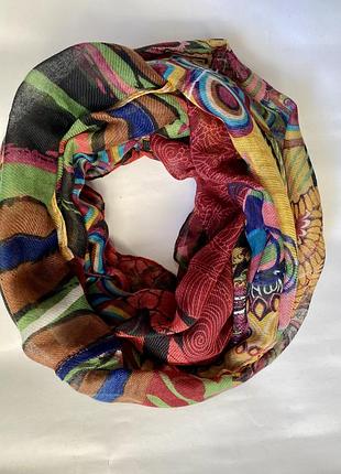 Шарф хомут осінній жовто-коричневий