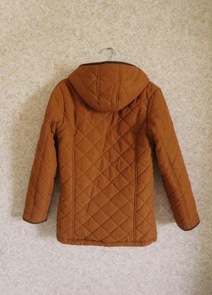Куртка стеганая коричневая длинная теплая зимняя пальто пальтишко плащ парка3 фото