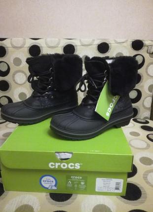 Зимние женские ботинки сапоги crocs allcast ii luxe boot  us6/eur36-37/23см
